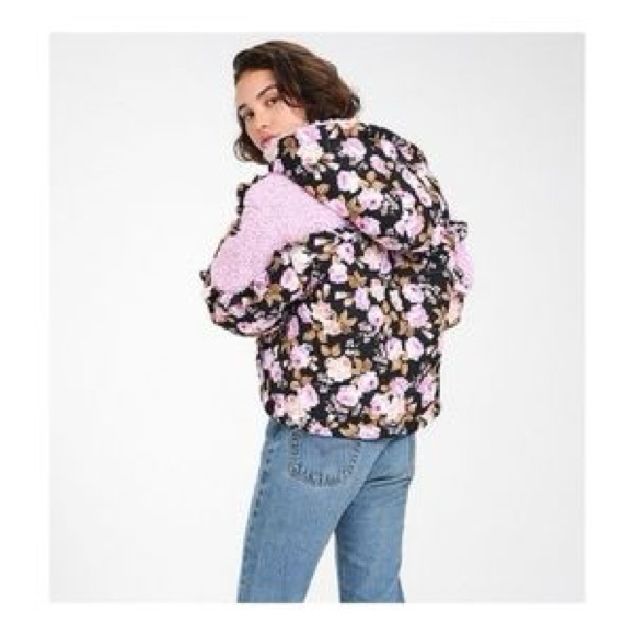 For Love and Lemons floral sherpa puffer hooded jacket - Picture 4 of 6